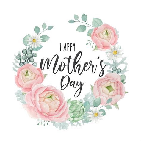 Premium Vector Happy Mothers Day Greeting Card Template Design With Beautiful Floral Wreath