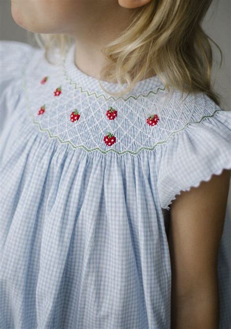 Petite Strawberries Bishop Dress Smocked Baby Dresses Girls Smocked