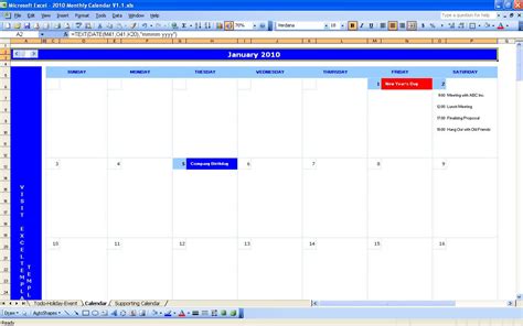 Monthly Calendar With Holidays For Excel