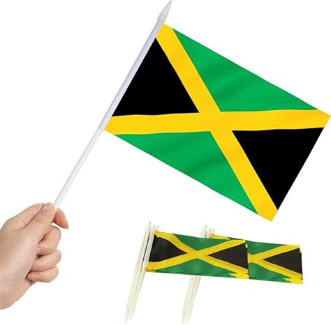 anley jamaica mini flag 12 pack hand held small miniature jamaican flags on stick fade