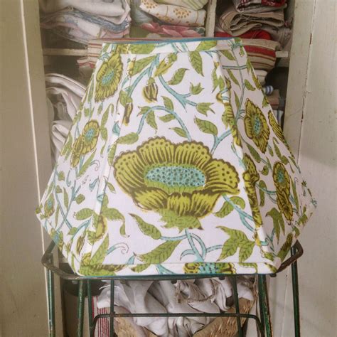 Block Print Lamp Shade Lampshade In Lime And Turquoise Boho Etsy