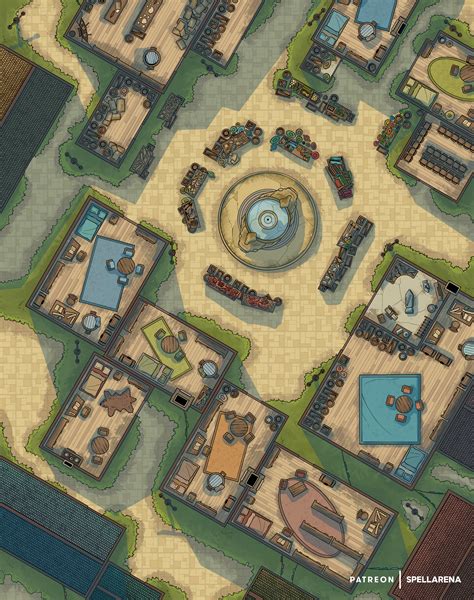 Town Market Battlemap Fantasy City Map Dnd World Map Dungeon Maps The