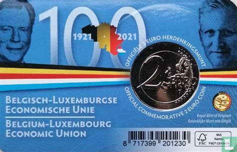 België 2 Euro 2021 Coincard Fra 100 Years Of Economic Union