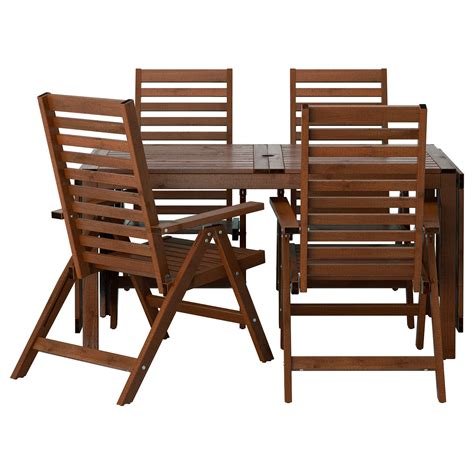 Ikea Wooden Patio Chairs Applaro Brown Stained Table 4 Folding Chairs