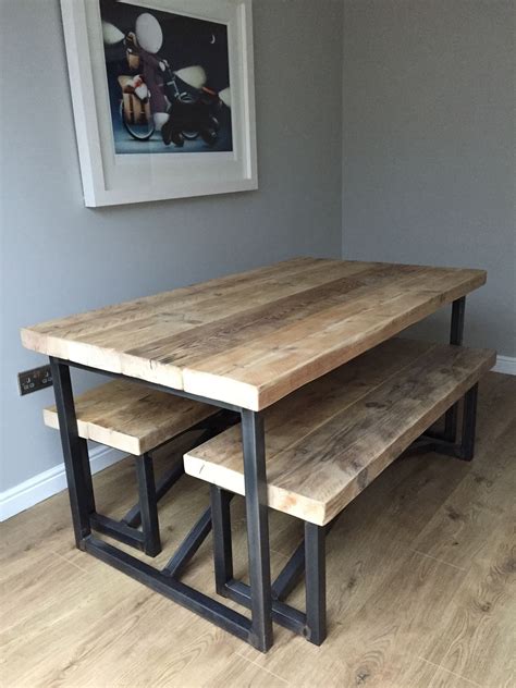 large reclaimed wood dining table  benches www