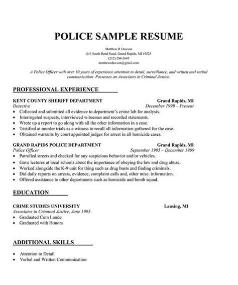 Developed specifically for police officers, these cover letter examples include the type of language. #Police Resume Example (resumecompanion.com) | Resume ...