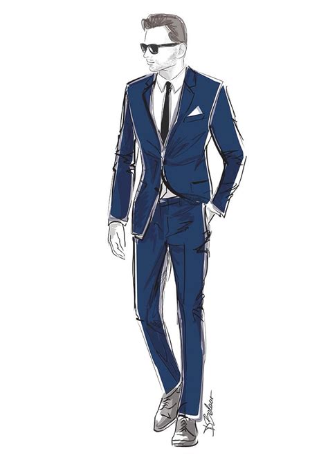 Fashion Illustration Sartorial Mens Fashion Blue Suit Suit Up