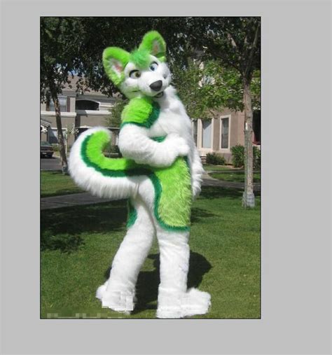 2020 Hot Sale New Green Husky Fursuit Mascot Costume Plush Adult Size