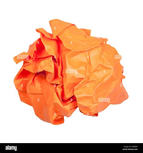 Crumpled Orange Paper Ball Isolated On White Background Stock Photo Alamy