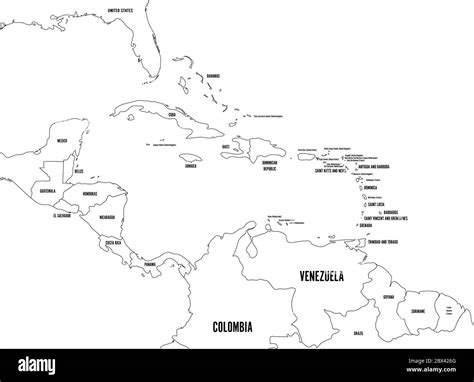 Mapa Político De América Central Y Los Estados Del Caribe Fronteras