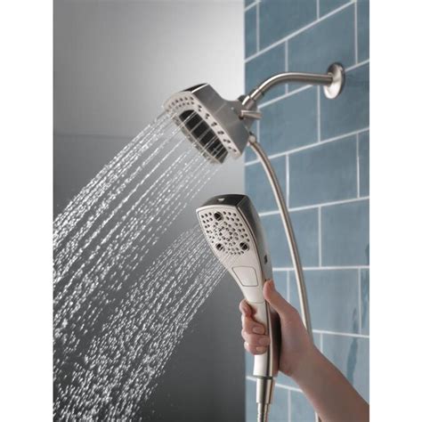 Delta Universal Showering Components Stainless 5 Spray Dual Shower Head 2 5 Gpm 9 5 Lpm In The