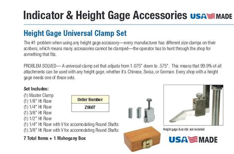 Ampg Accurate Manufactured Products Group Height Gage Universal Clamp Kit Z9607 Penn Tool Co