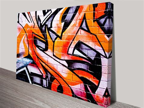 Orange Abstract Street Art Canvas Framed Graffiti Artwork Australia