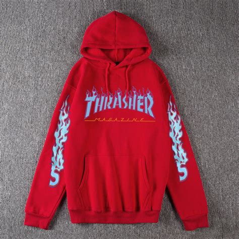 Thrasher Blue Flame Hoodie 2020 Trendy Street Wear Unisex Pullover Swe