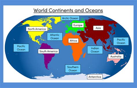 Printable Map Of Continents And Oceans