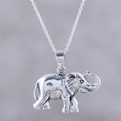 Handcrafted Sterling Silver Elephant Pendant Necklace Gleeful Elephant Novica