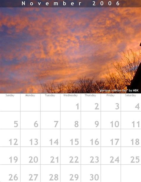 Calendar November 2006 Flickr Photo Sharing