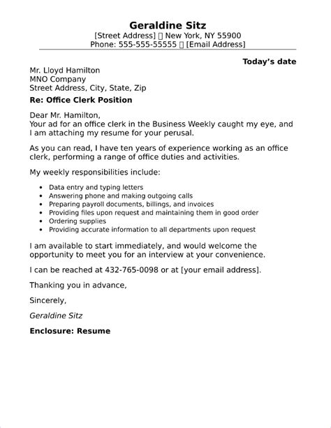 Ask any hiring manager, hr specialist, or recruiter, and they'll tell you: Office Clerk Cover Letter Sample