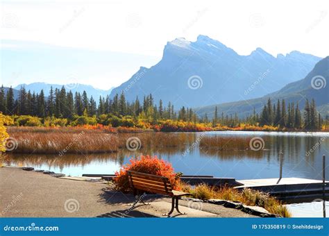 Vermilion Lakes Landscape In Banff National Park With View Of The