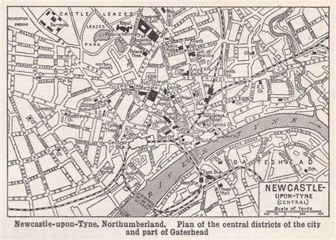 Vintage Map Of Newcastle Upon Tyne 1930s Editorial Photography