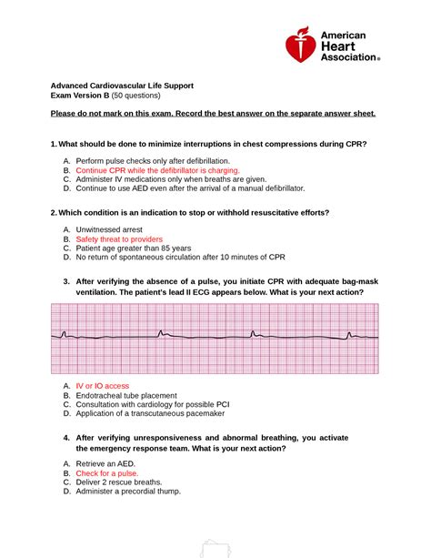 Acls Exam Version B Advanced Cardiovascular Life Support Exam Version