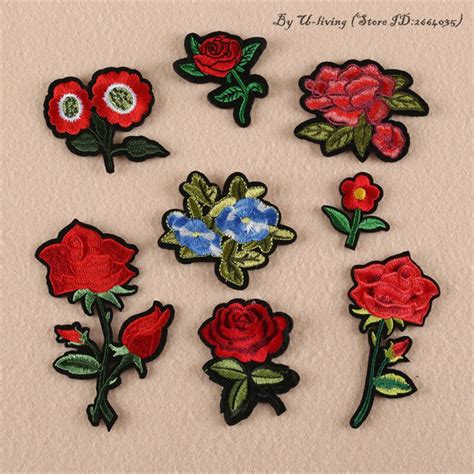 1pcs flowers patch for clothing iron on embroidered sew applique cute patch fabric badge garment