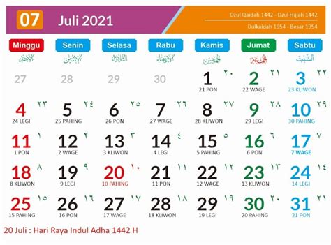 Kalender Bulan Juli 2021 Dan Hari Peringatannya Enkosacom