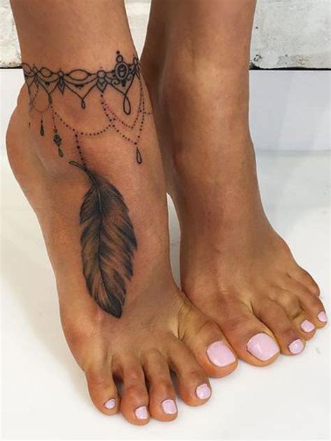 Black Henna Lace Feather Wrap Around Illusion Anklet Ankle