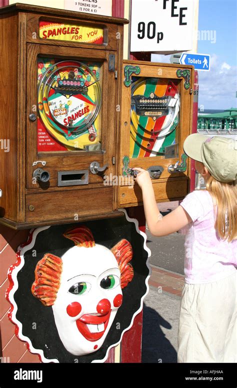 Young Girl Playing On A Slot Machine Stock Photo Alamy