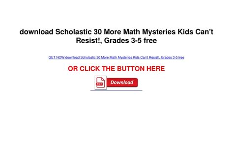 Ppt Download Scholastic 30 More Math Mysteries Kids Cant Resist