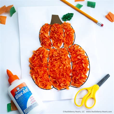 Easy Pumpkin Tissue Paper Craft For Kids Huckleberry Hearts