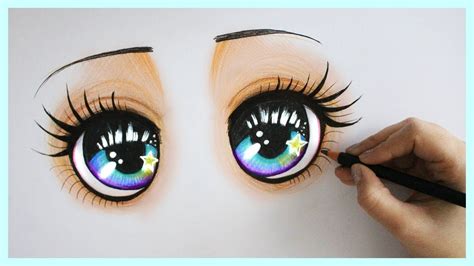 Drawing Tutorial How To Draw And Color Sparkly Blue Eyes Doll Eyes