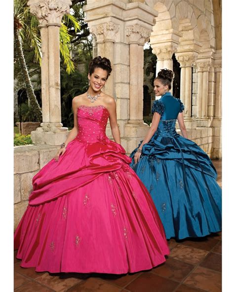 Pink Ball Gown Strapless Floor Length Taffeta Quinceanera Dress With Sequins And Pleats