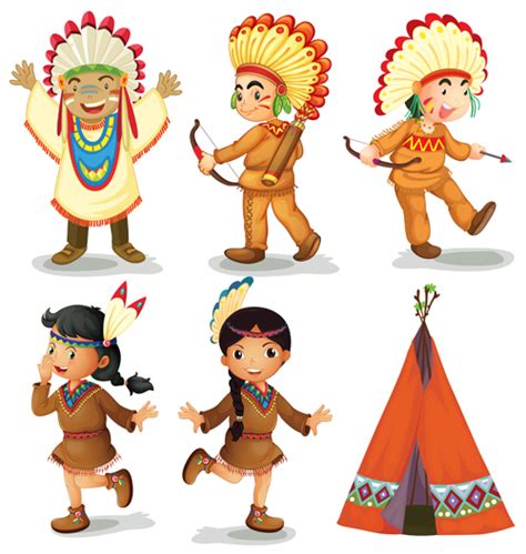 Cartoon Indigenous People Vector Material 02 Free Download