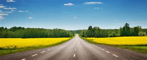 Road Panorama On Sunny Summer Day In Countryside Stock Image Image Of