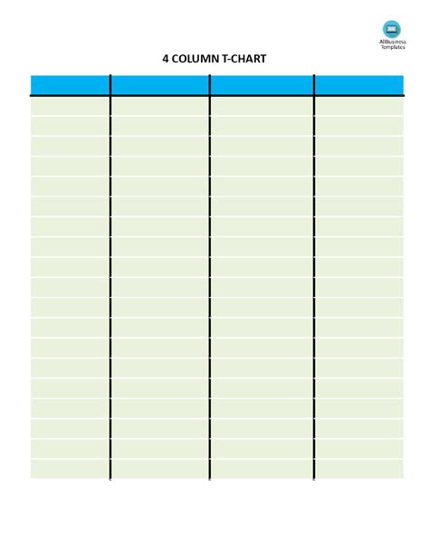 T Chart 4 Columns Templates At