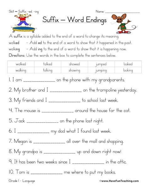 Suffix Ed And Ing Worksheet By Teach Simple