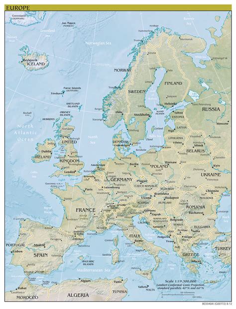 Mapa Pol Tico A Gran Escala De Europa Con Alivio Las Capitales Y Principales Ciudades