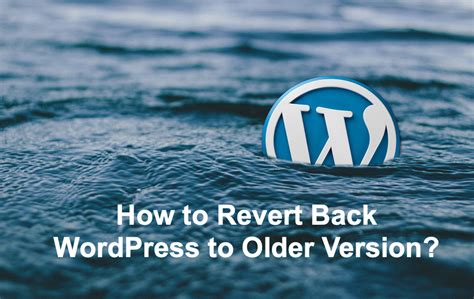 How To Revert Back Wordpress To Older Version Webnots