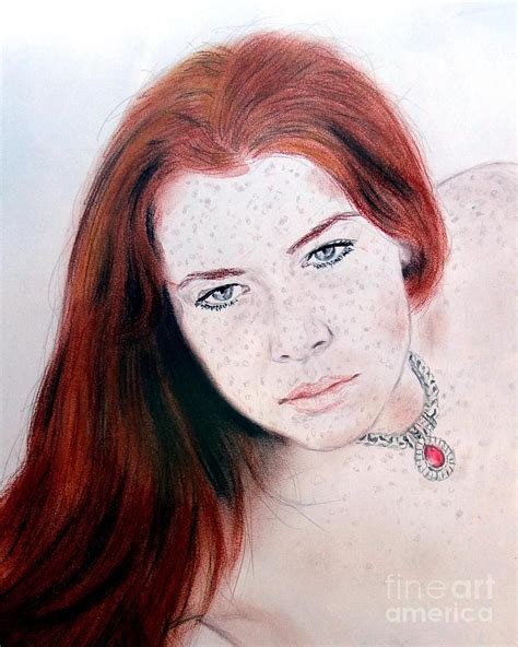 Red Hair And Freckled Beauty Remake Drawing By Jim Fitzpatrick