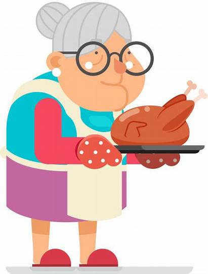 Grandma Cooking Woman Grandmother Chicken Turkey Clip
