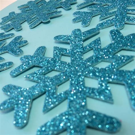 Set Of 4 Glitter Foam Snowflakes By Blissfulbanners On Etsy