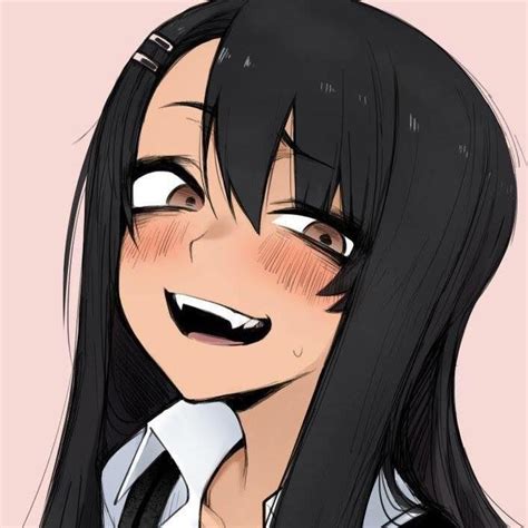 Nagatoro Smug Face Smile Fangs Dark Long Hair Anime Pixel Art Anime