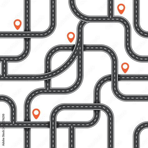 Seamless Vector Road Pattern Top View Path Background Urban Map Plan