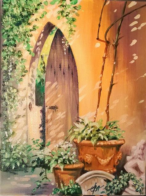 Italian Courtyard 30х40 Sunny Landscape Italybeautiful Painting