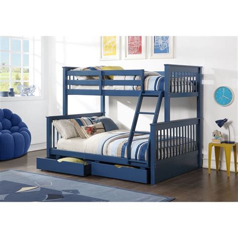 Acme Harley Ii Twinfull Storage Bunk Bed In Navy Blue Finish 37865