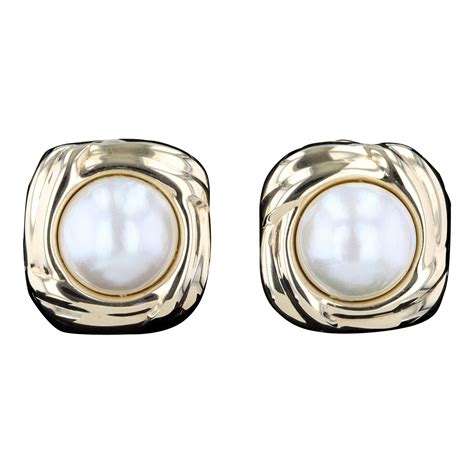 Fluted Mabe Pearl Earrings At Stdibs