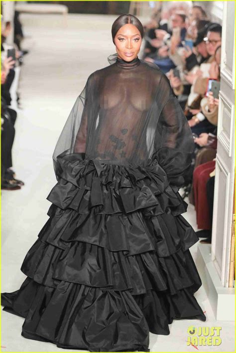 Naomi Campbell Wears Completely Sheer Gown During Valentino Fashion Show Photo
