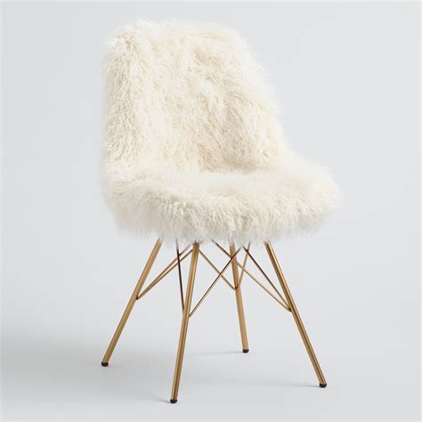 White Fluffy Chair With Gold Legs Avery Bartley