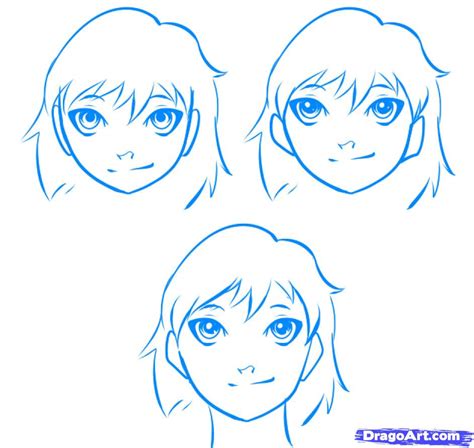 Do not forget about the small folds on the fabric near the sneaker. How to Draw an Easy Anime Face, Step by Step, Anime People ...
